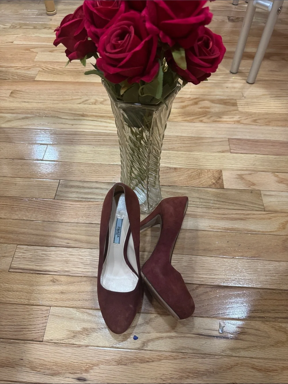 Prada Burgundy Suede Pumps